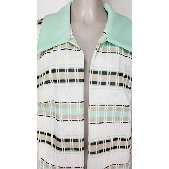 Vintage 60s 70s Textured Striped Open Front Smock Vest Jacket Size L/XL - Picture 3 of 8